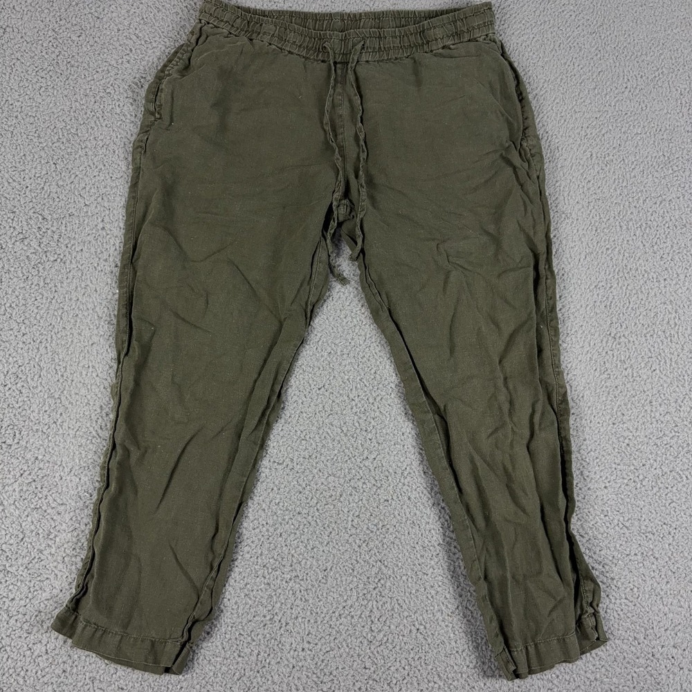 Tommy Bahama Pants Womens Small Green Crop Linen Baggy Drawstring Beach Casual